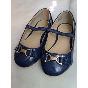 Janie And Jack Navy Bridle Shoes girl Size 8 Slip Ons Dress
